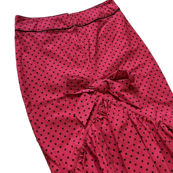Hell Bunny Vixen Polka Dot Wiggle Skirt Peplum Bow Red/Black Women's Small - Picture 4 of 7